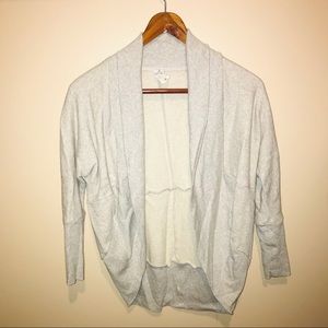 Aspire open face long sleeve shrug sweater gray